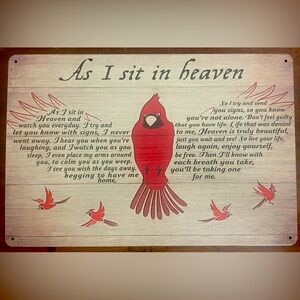 As I Sit In Heaven Metal Plaque